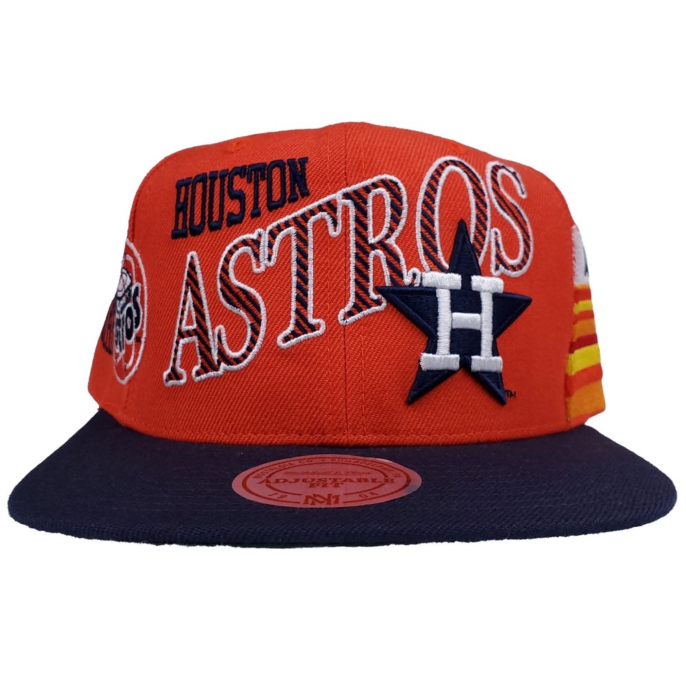 Houston Astros Mitchell & Ness MLB Snapback Hat Cap 3D Logo Side Art Orange NWT